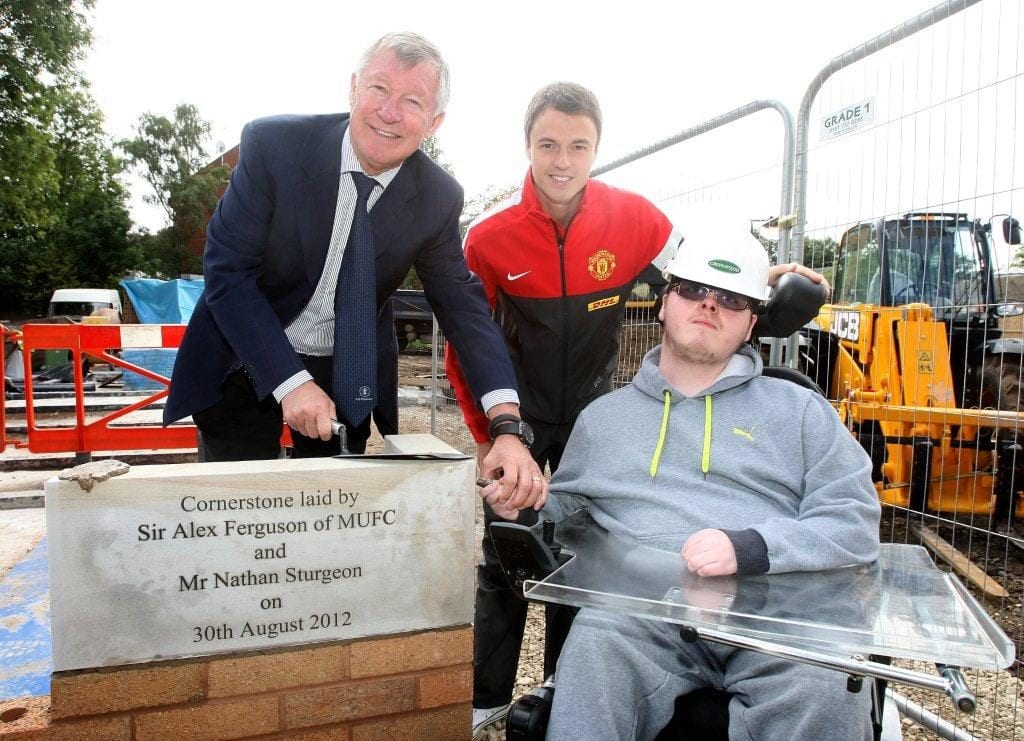 2012 Sir Alex Ferguson lays cornerstone with Nathan