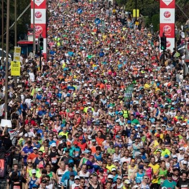 Aerial view of Virgin London Marathon