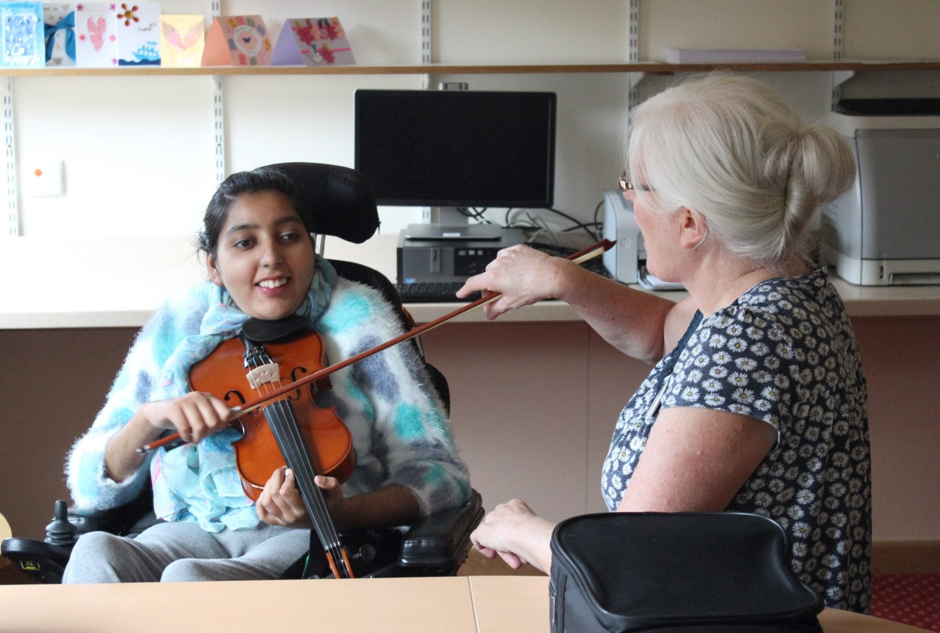 Young person playing violin