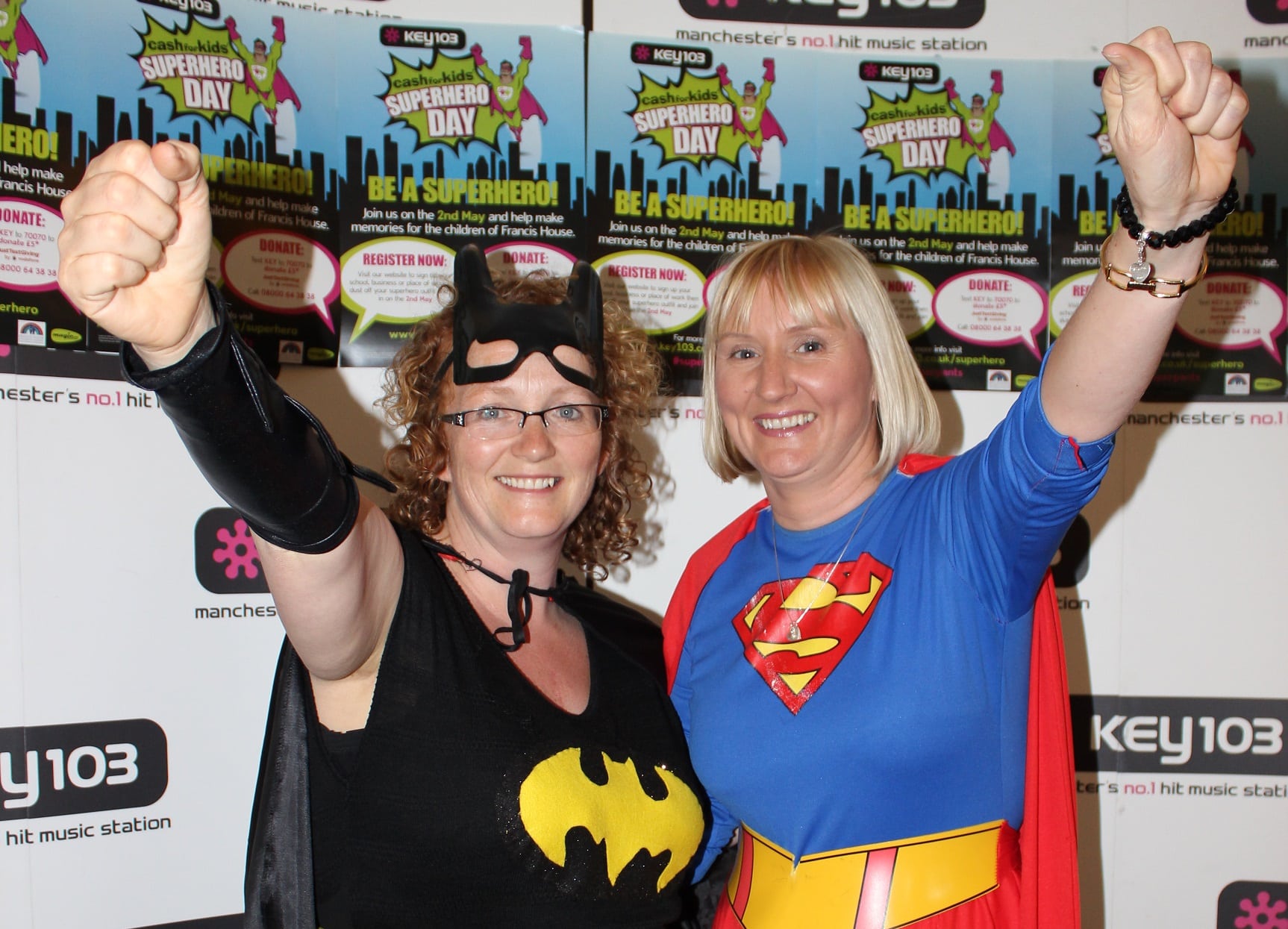 Two mums dressed as superheroes at Francis House