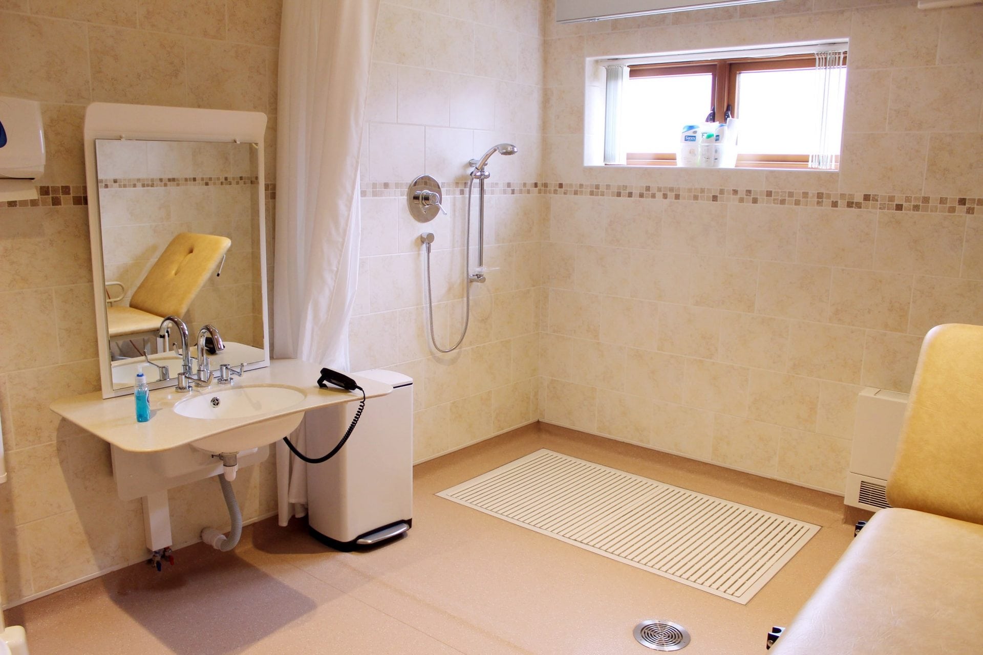Shower room with wheelchair access