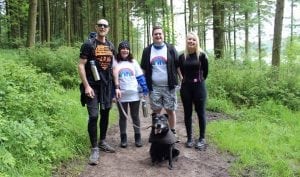 Family and Dog in Macclesfield Forest on the 2017 Cheshire Three Peaks Challenge