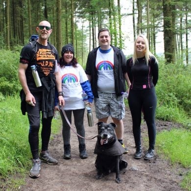 Family and Dog in Macclesfield Forest on the 2017 Cheshire Three Peaks Challenge