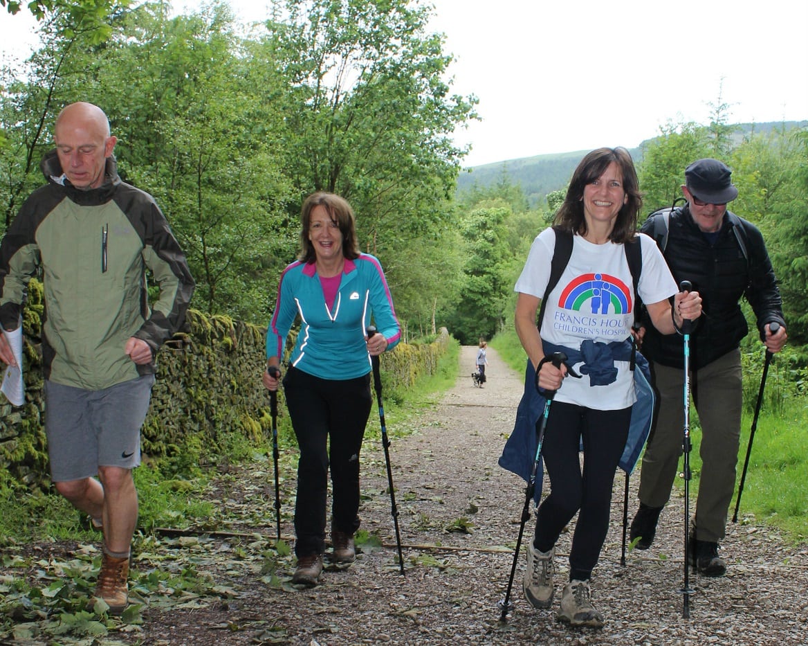 Walkers in the forest on the Cheshire Three Peaks Challenge