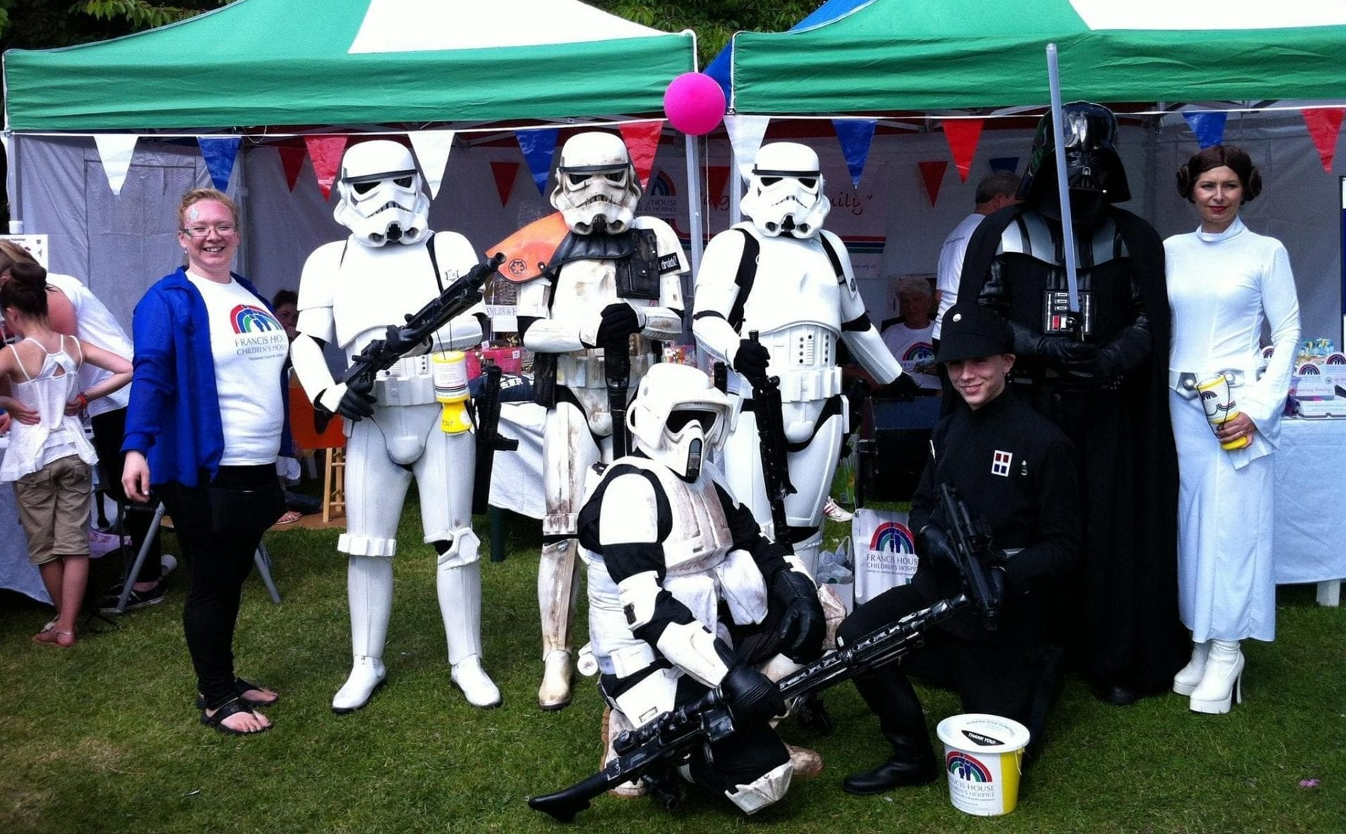 Volunteer Helen with storm troopers at Didsbury Festival