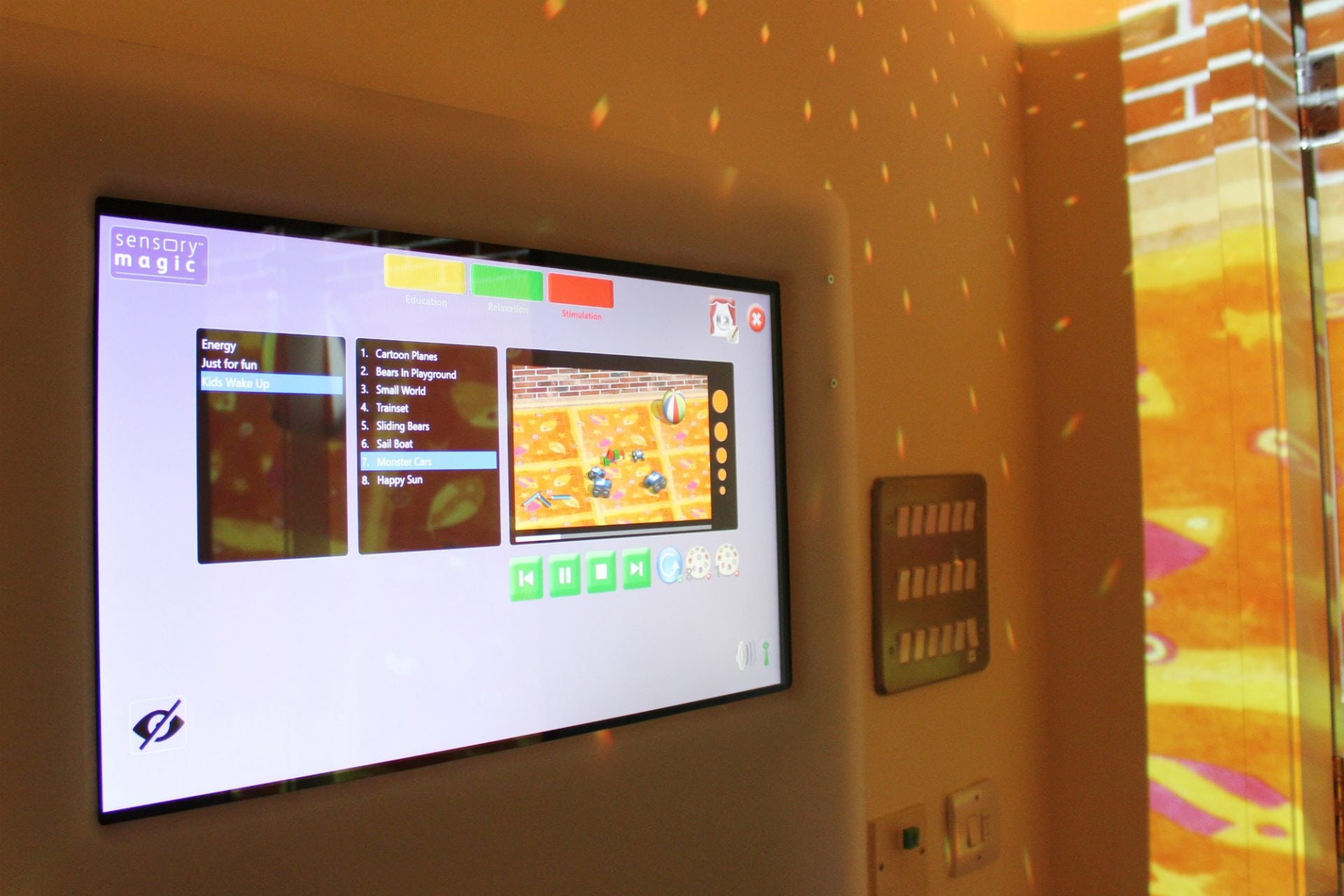 Sensory room touch screen