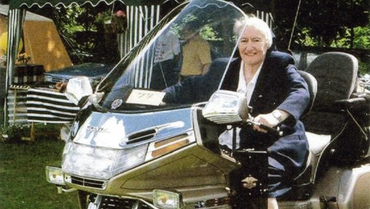 Sister Aloysius on a Golden wings Honda