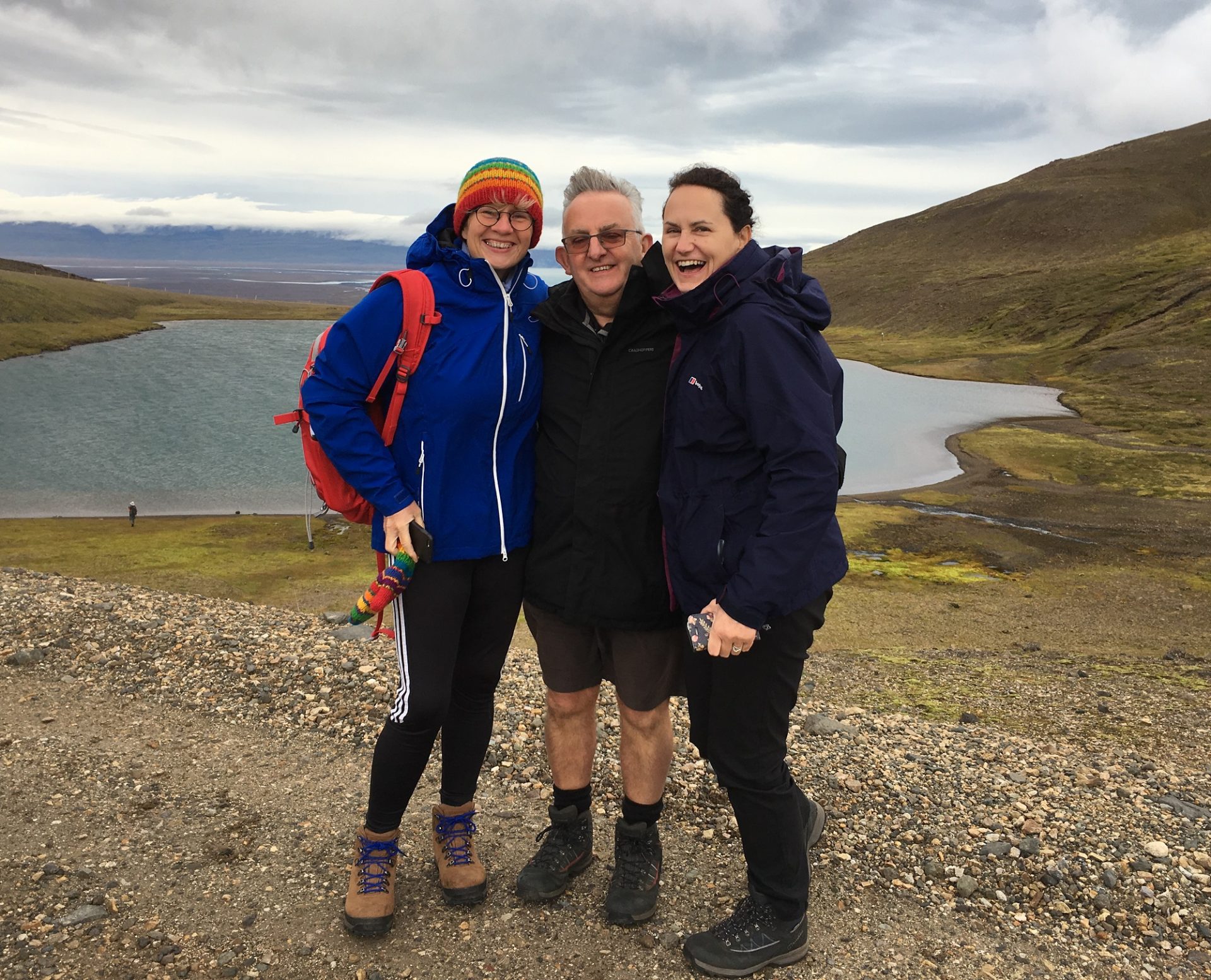 Gill Bevin, Francis House director of care, David Ireland Francis House CEO and Judith Ireland on a past trek to Iceland
