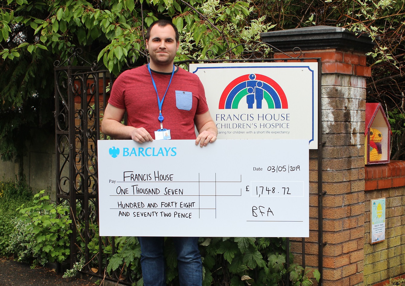 Hamid from Barclays with cheque donation