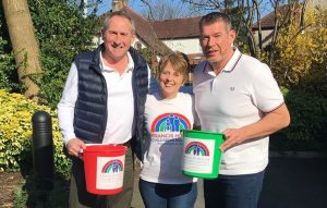 Simon Julie Anthony with donation bucket