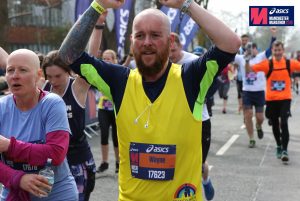 Wayne Thornhill tackling the Manchester Marathon