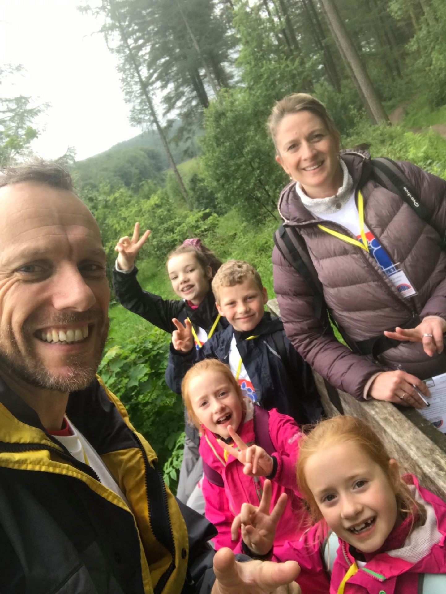 David Crookes with wife Jane and children at the Cheshire Three Peaks