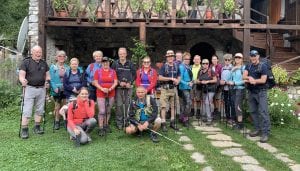 Group of Francis House trekkers outisde guesthouse in Albania