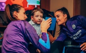 Manchester City women's team players at Francis House