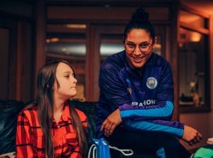 Manchester City women's team players at Francis House