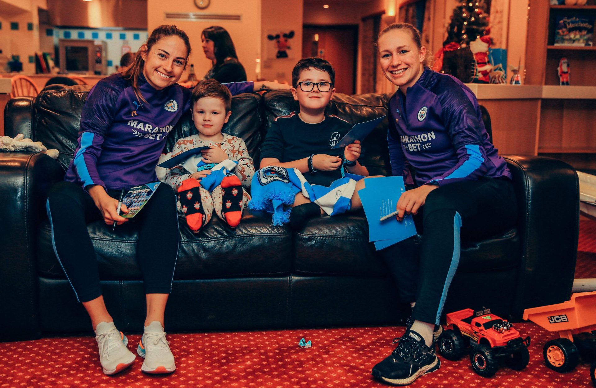 Manchester City women's team players at Francis House