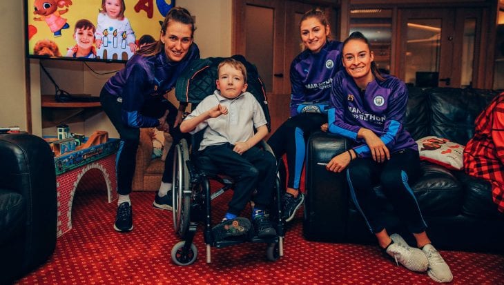 Manchester City women's team players at Francis House