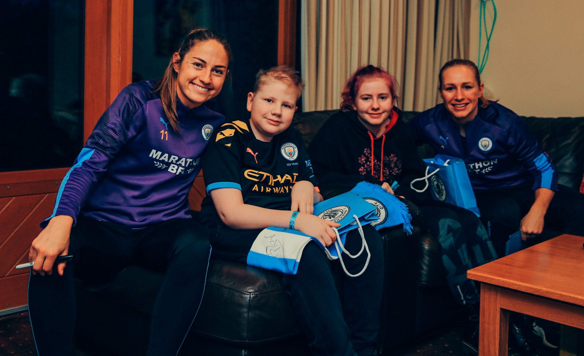 Manchester City women's team players at Francis House