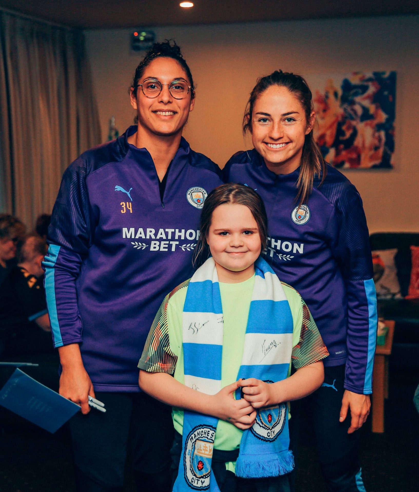 Manchester City women's team players at Francis House