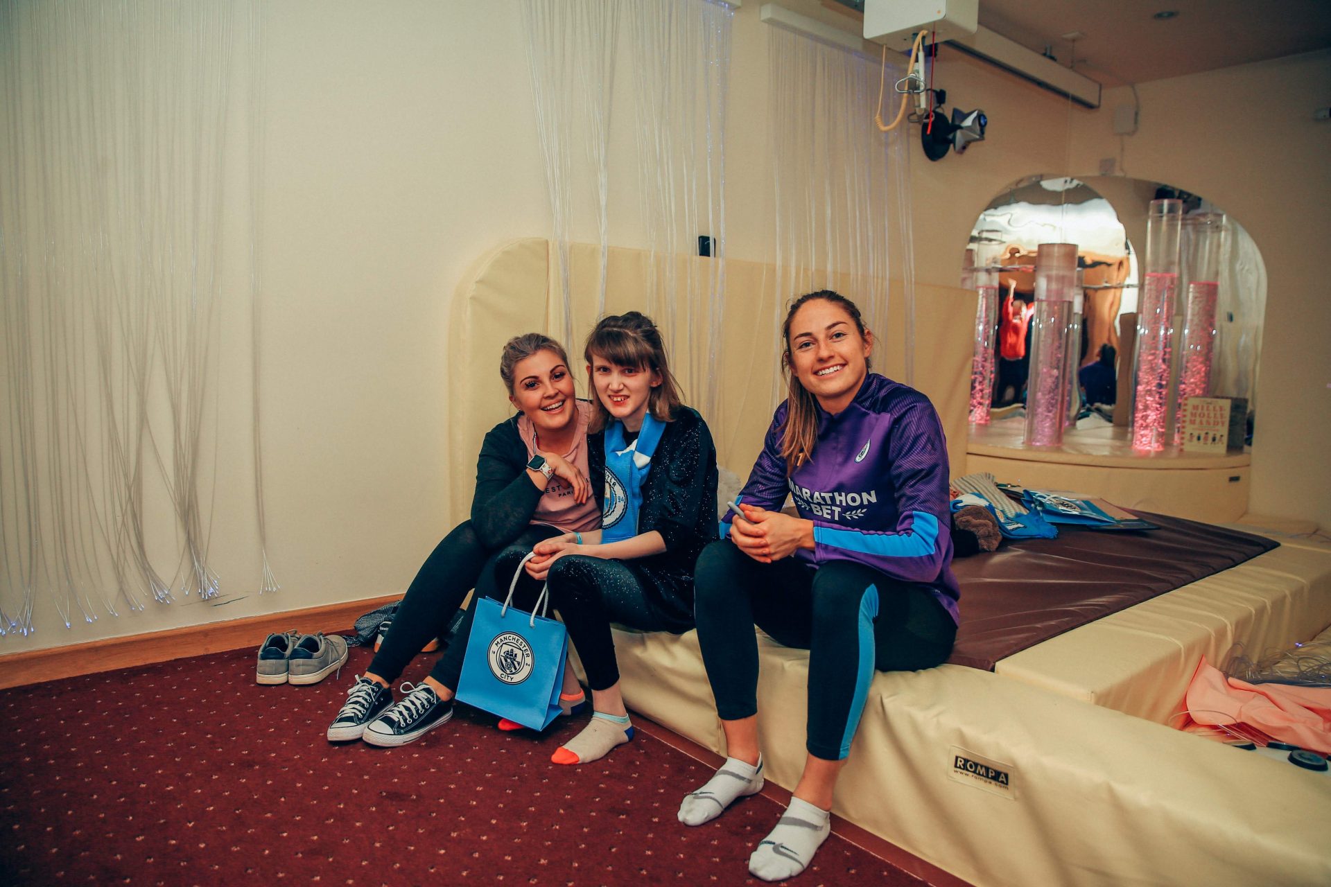 Manchester City women's team players at Francis House