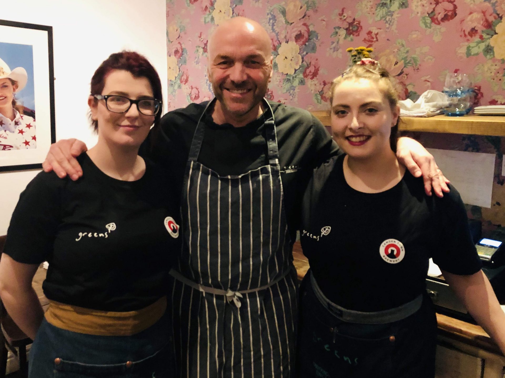 Greens restaurant staff and Simon Rimmer