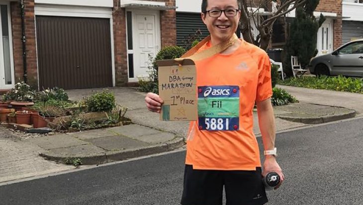 Hospice supporter, Fil, after completing a 'lockdown marathon' for Francis House