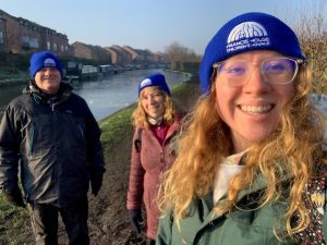 Family out walking in winter