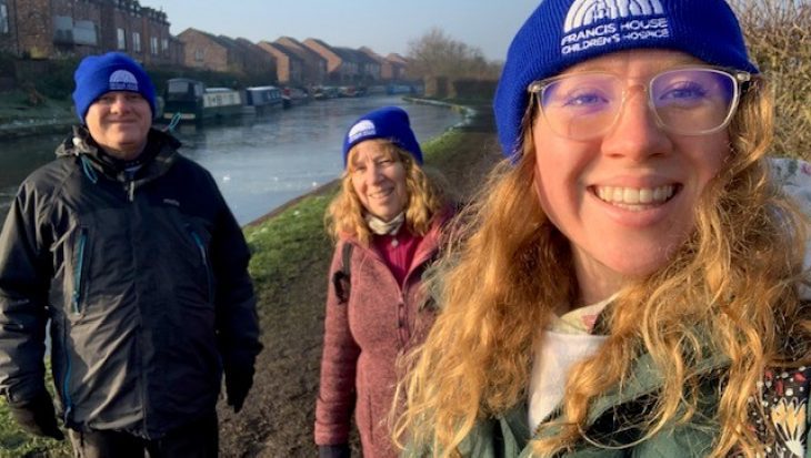 Family out walking in winter
