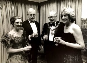 Black and White photo of people at a ball