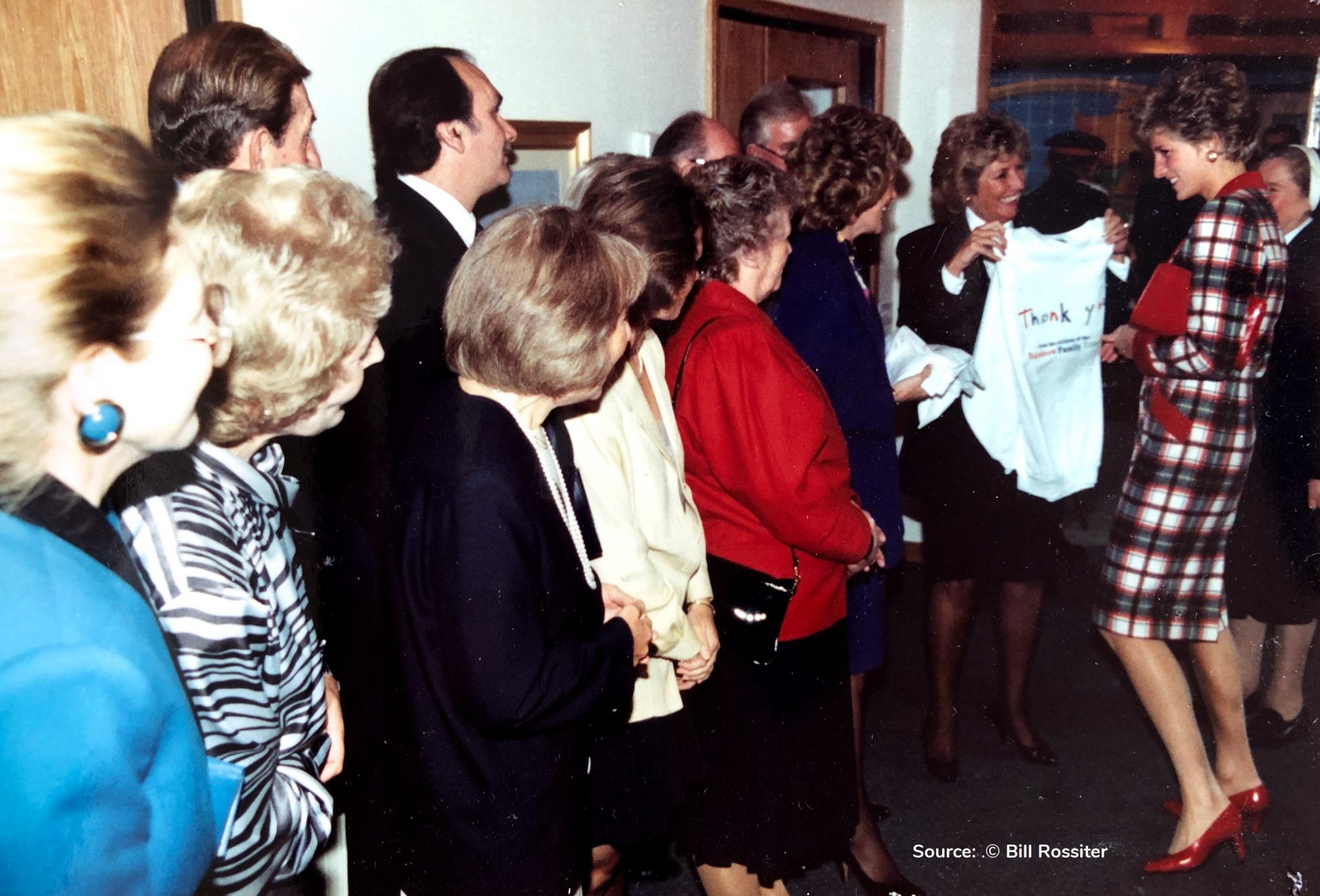 Source Bill Rossiter. Moira Rossiter meets Princess Diana at the opening of Francis House