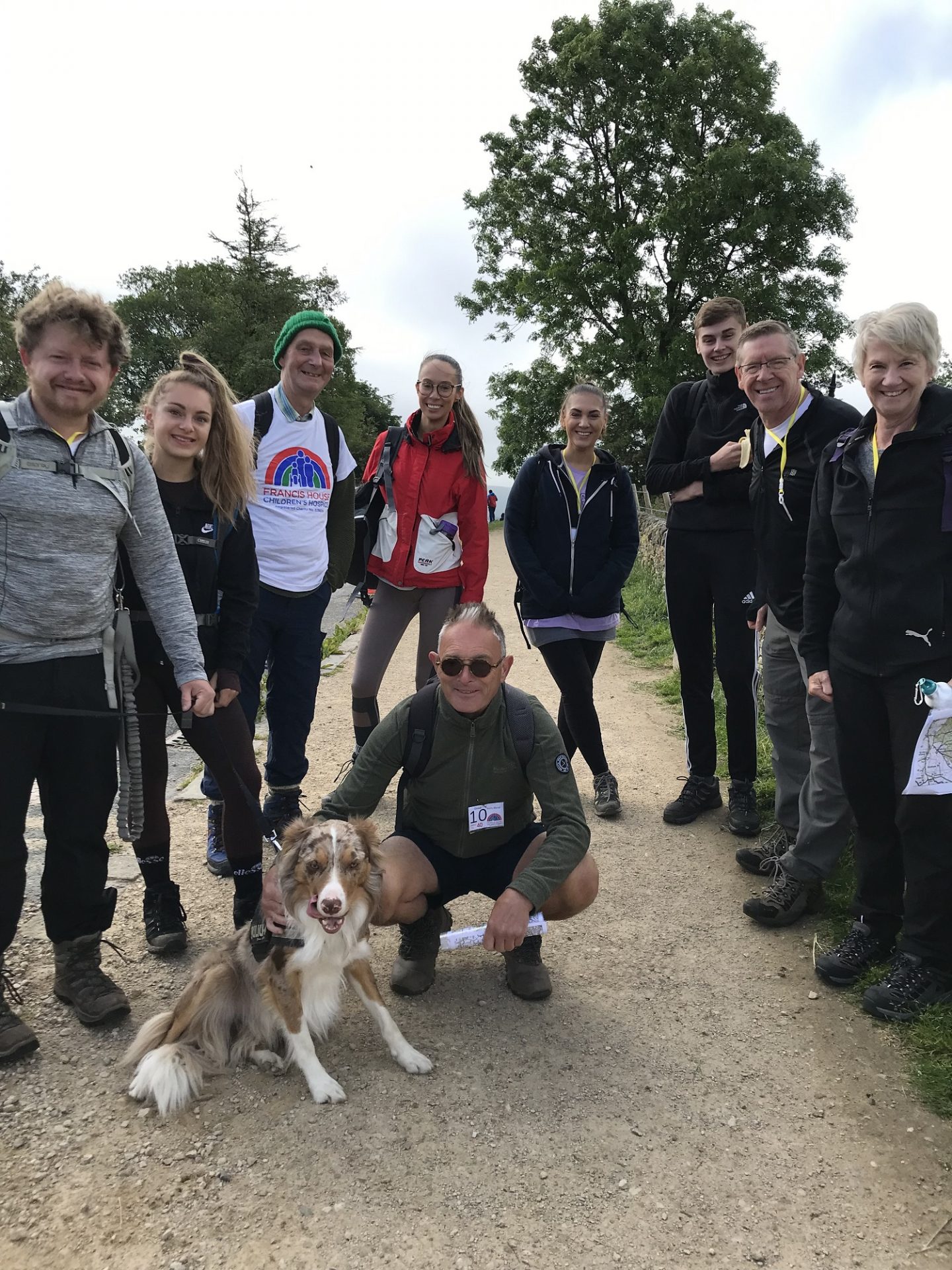 Francis House walking group with dog