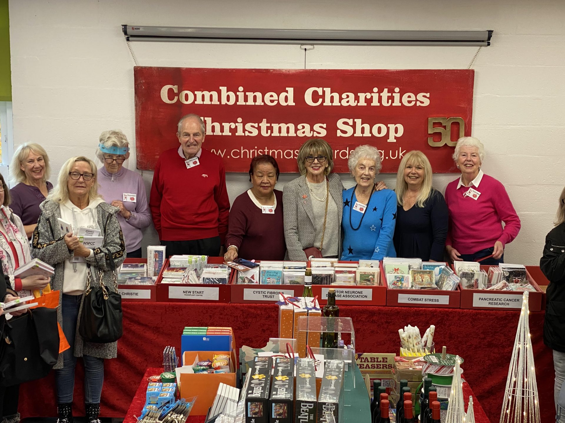Sue Johnston open Combined Charity Christmas Cards shop