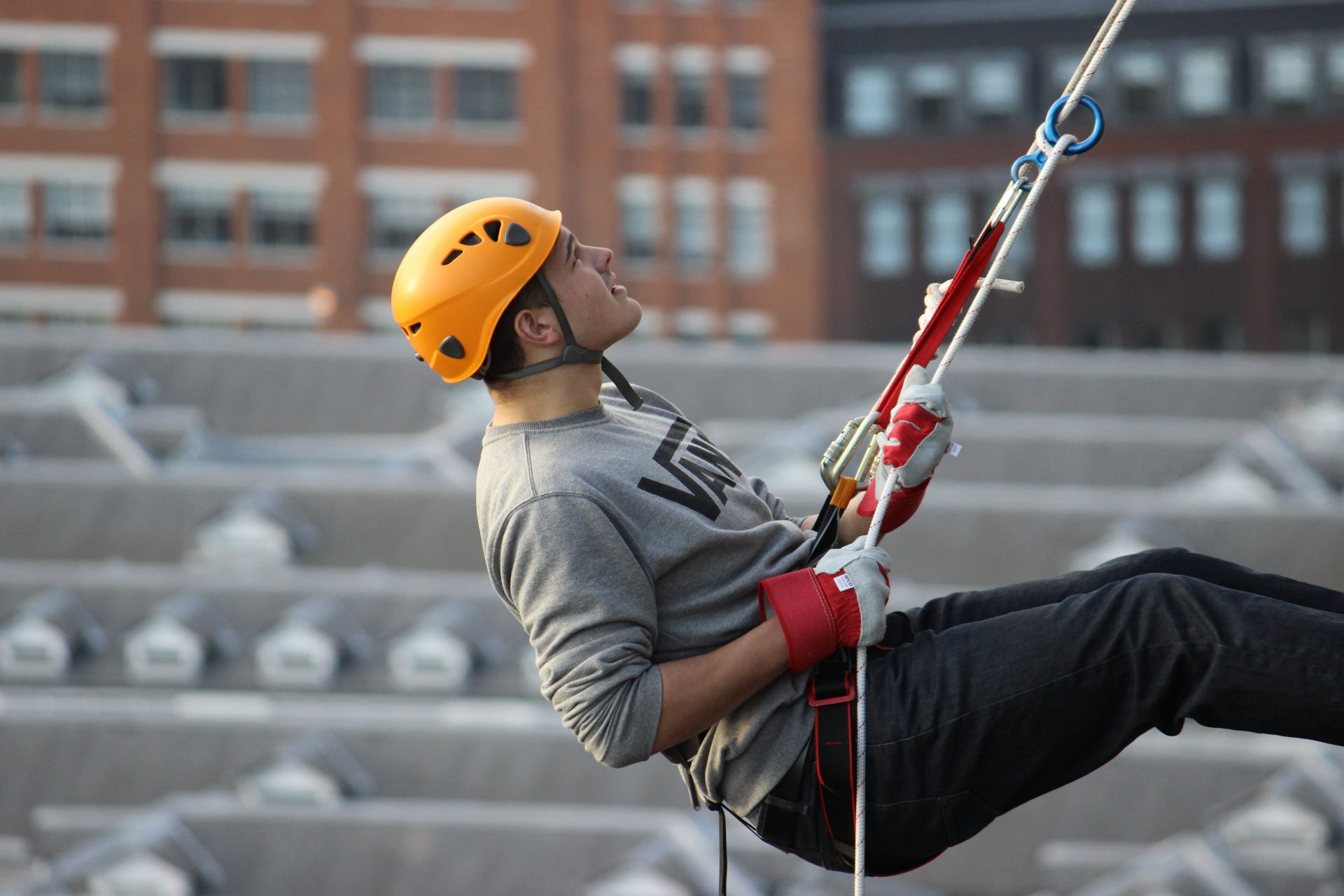 Abseiler at Trafford Centre