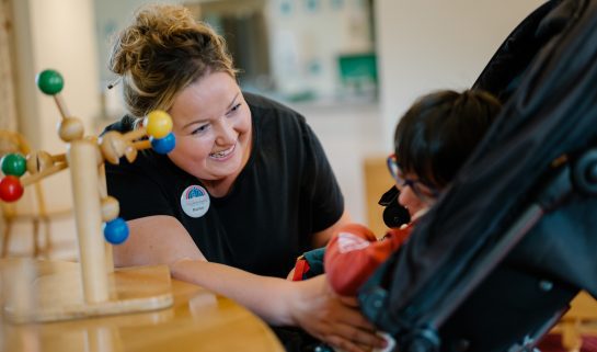 Care team member Rachel with Henry