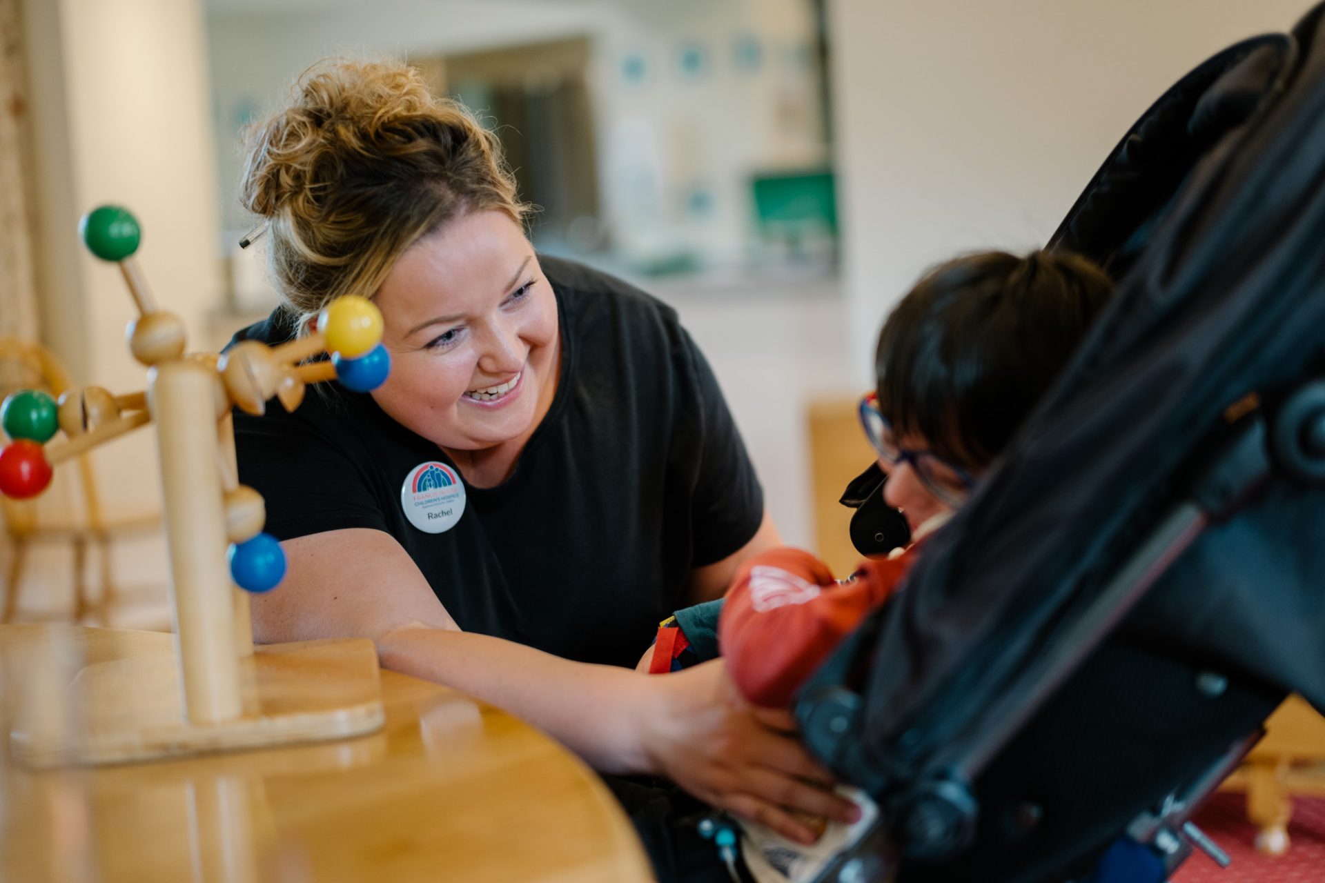 Care team member Rachel with Henry