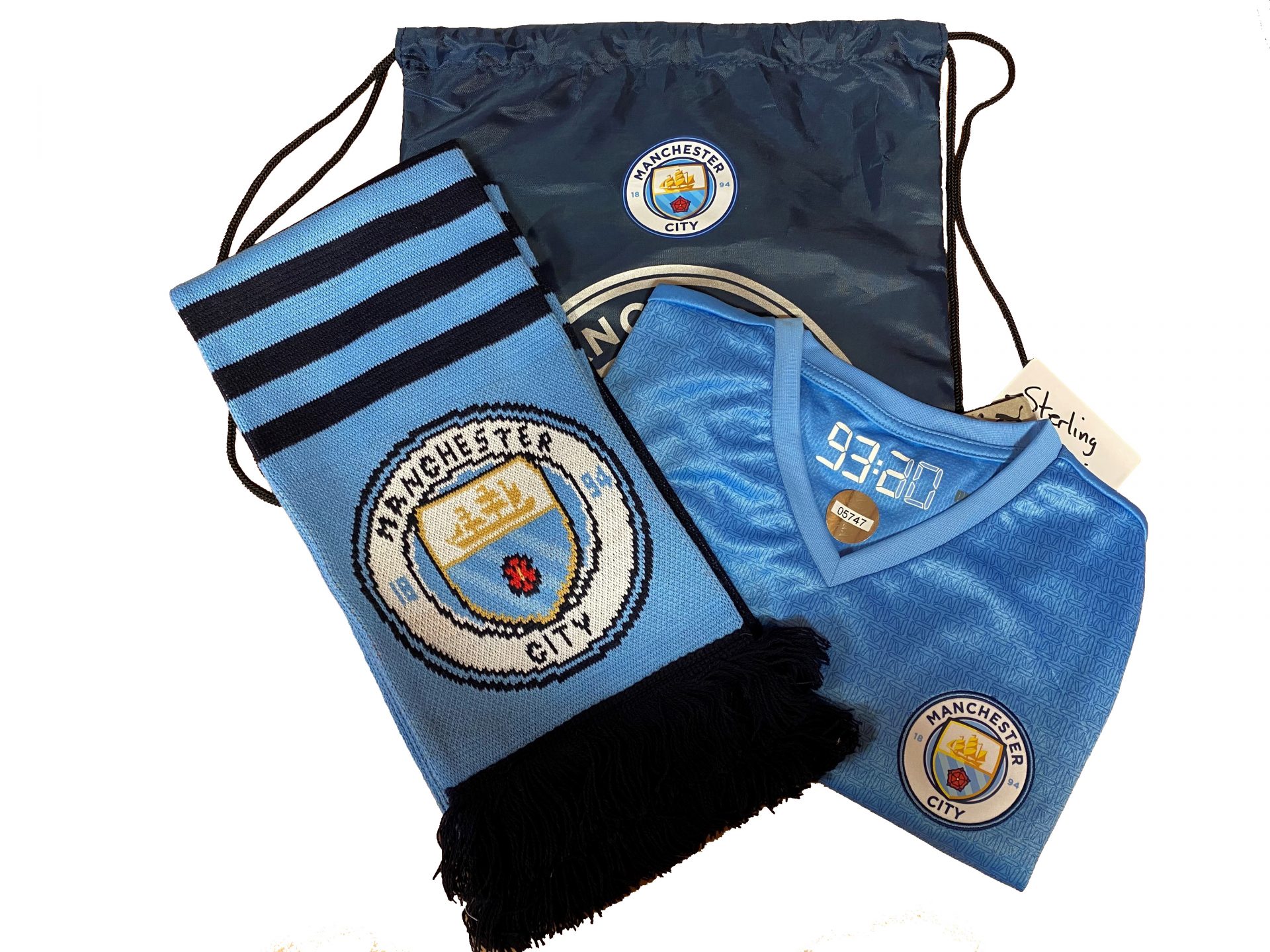 Manchester City scarf and shirt