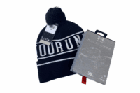Beanie hat and boxed headphones