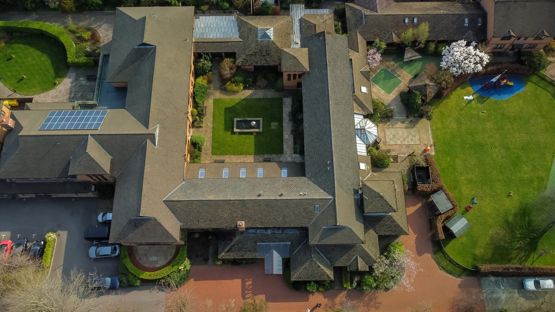 View overhead of Francis House and Francis Lodge