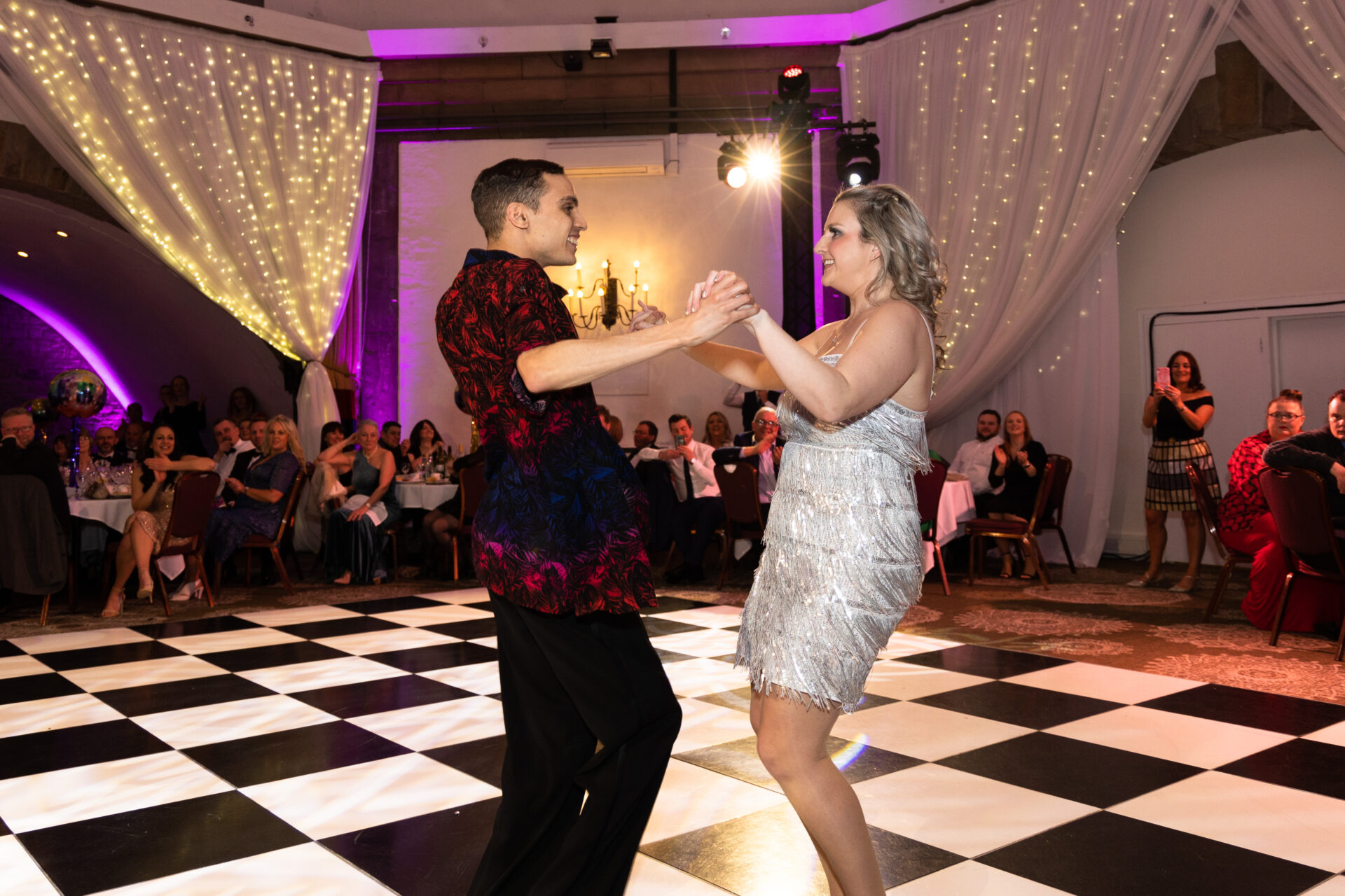 Two dancers on a dance floor