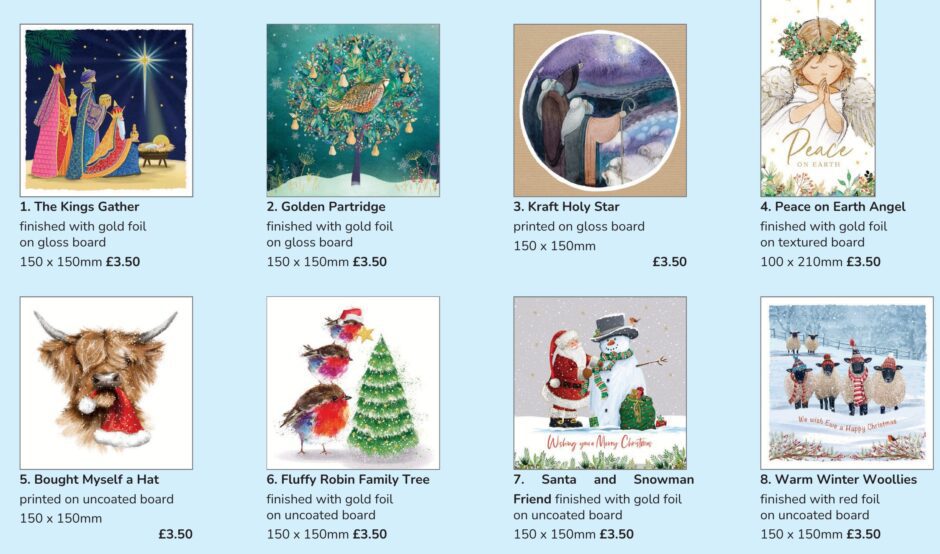 Leaflet showing Christmas card designs